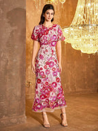 Women Floral Embroidered Lace Dress Evening Party Wedding Guest
