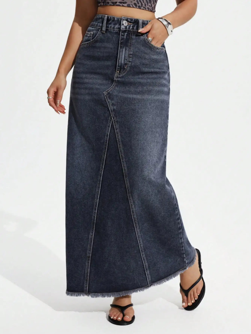 Jeanoix Raw Hem Denim Skirt
