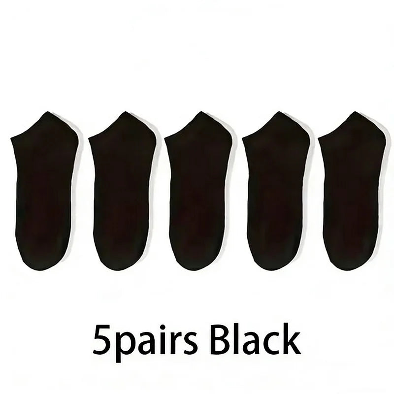 5 Pairs Women's Summer No-Show Socks - Breathable Cotton Low-Cut Socks, 3 Solid Colors for Effortless Outfits & Cool Comfort
