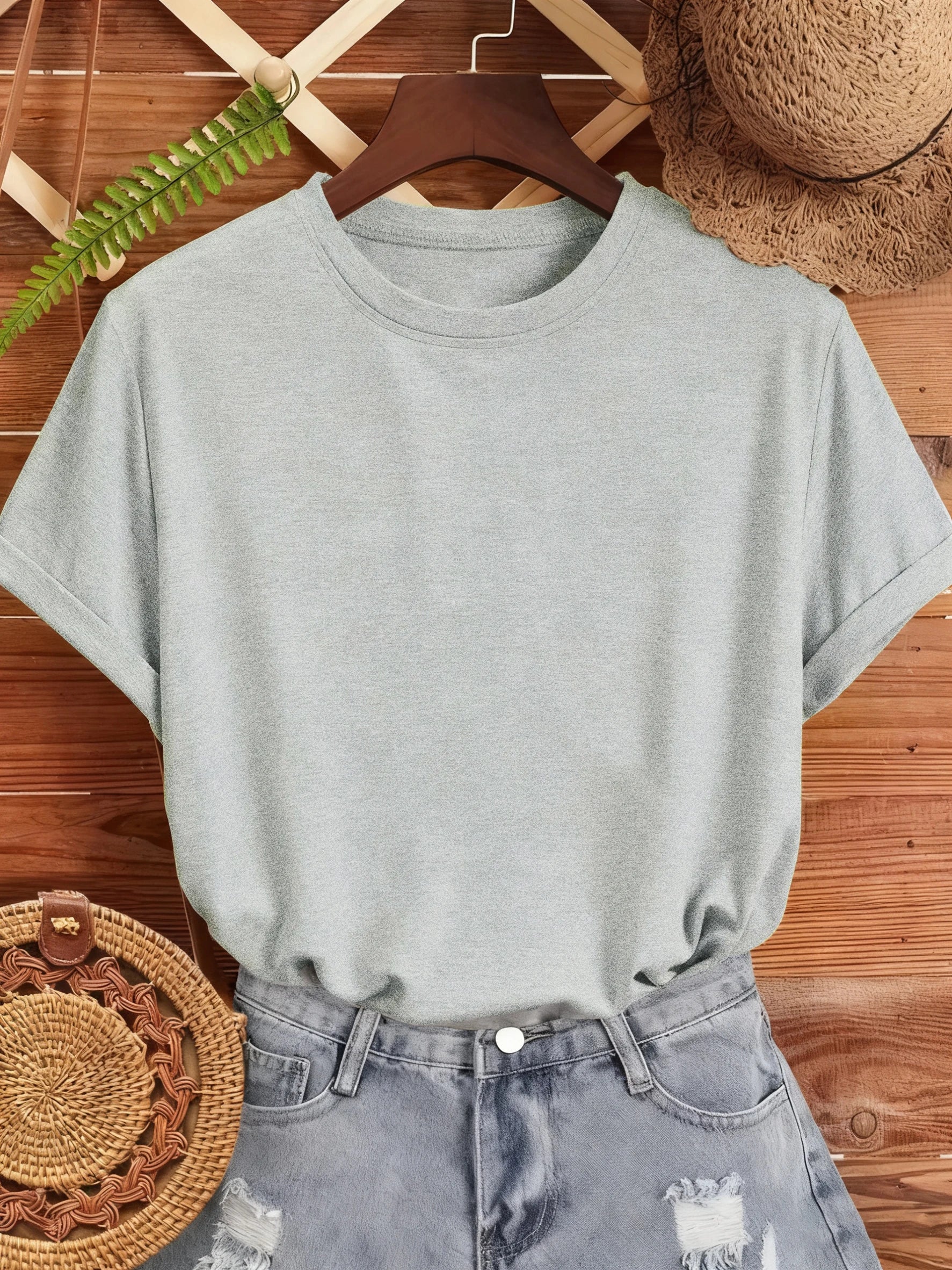 Short Sleeve T-shirt Minimalist Solid Plain Cotton O Neck Oversized Loose Sport Daily Women Summer All Season