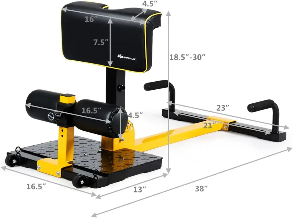 Home Gym Core Workout, PVC Material, Yellow & Black, 8 - in - 1 Sissy Squat Machine with Anti - Skid and Handy Wheels