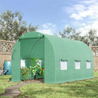 7x7x15 Walk-in Tunnel Greenhouse, Roll-Up Door, Windows, PE Cover, Ideal for Plant Growing in Backyard Garden