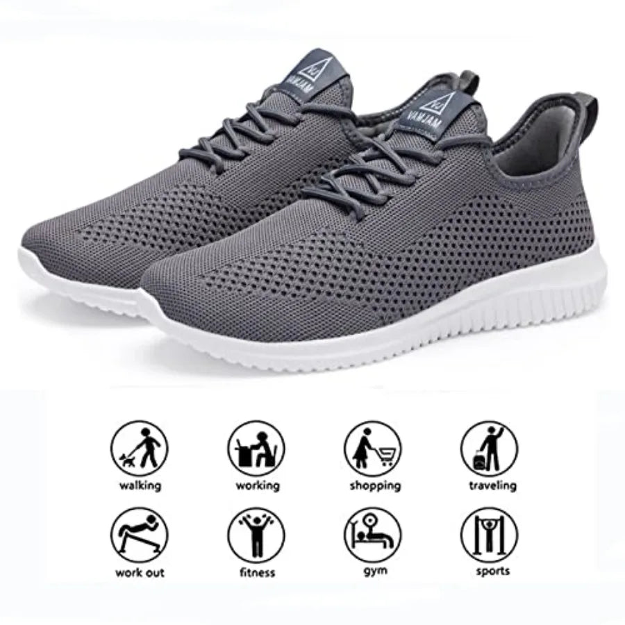 VAMJAM Men's Running Shoes Ultra Lightweight Breathable Walking Shoes Non Slip Athletic Fashion Sneakers Mesh Workout Casual Sp