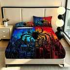 3pcs Spider Animal Printed Coreless Bed Sheet Summer Set Multi Size Comfortable Bedding Decoration Machine Washable