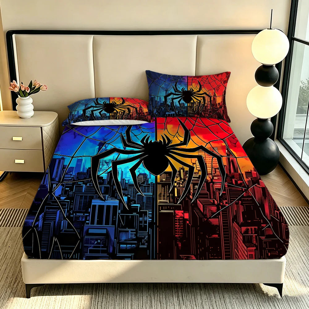 3pcs Spider Animal Printed Coreless Bed Sheet Summer Set Multi Size Comfortable Bedding Decoration Machine Washable