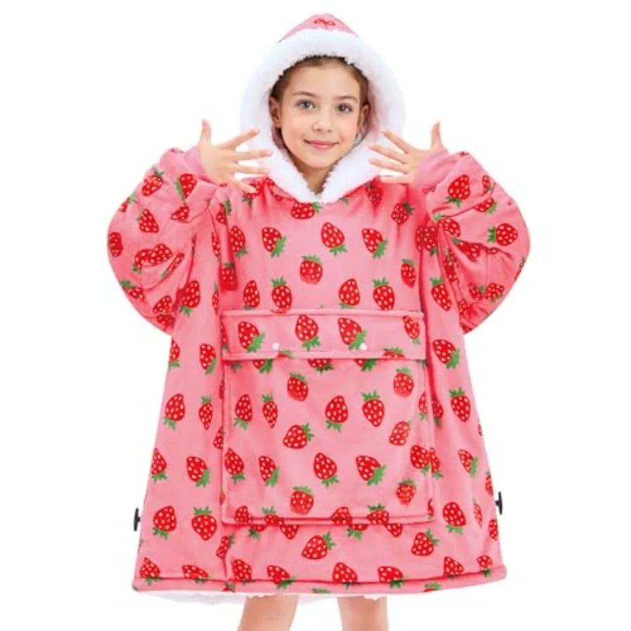 Wearable Blanket Hoodie,Oversized Blanket Sweatshirt with Sherpa Teen Girl Gifts for,Youth, Boys, Girls, 8-15 Year Old Girl Boy