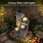 4-Tier Outdoor Water Fountain Cascading Bowl Waterfall Fountain with LED Lights