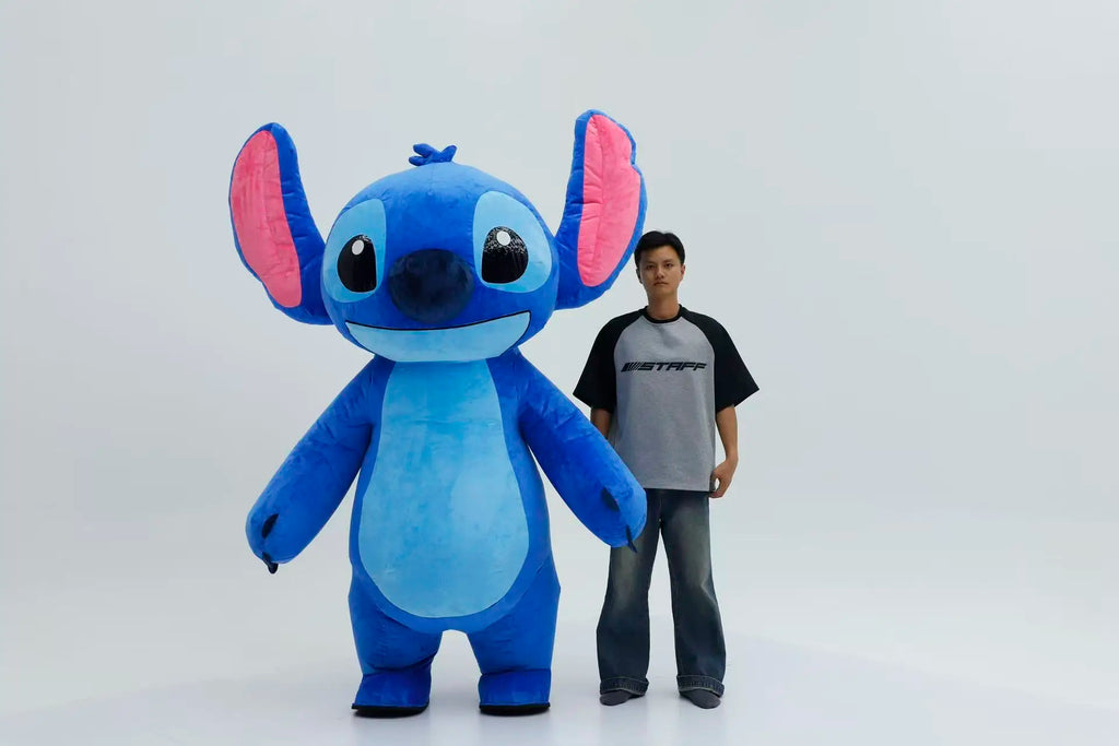 Inflatable Blue Rabbit Costume Mascot Parade Adult Character Cosplay Birthday Halloween Party Event Plush Set