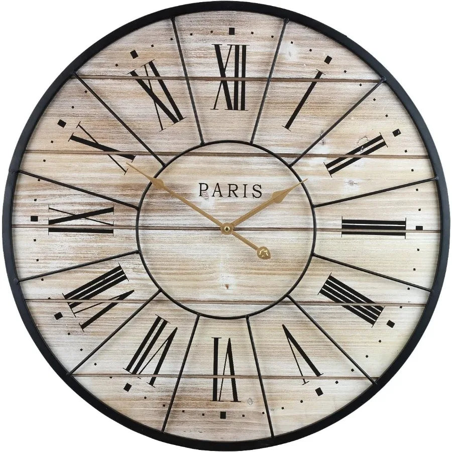Decorative Large Metal Wall Clock for Living Room - Modern Farmhouse Wall Décor