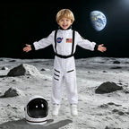 Kids White Astronaut Jumpsuit Space Flight Suit Boys Girls Cosplay Costume Halloween School Stage Role Play Spaceman Outfits