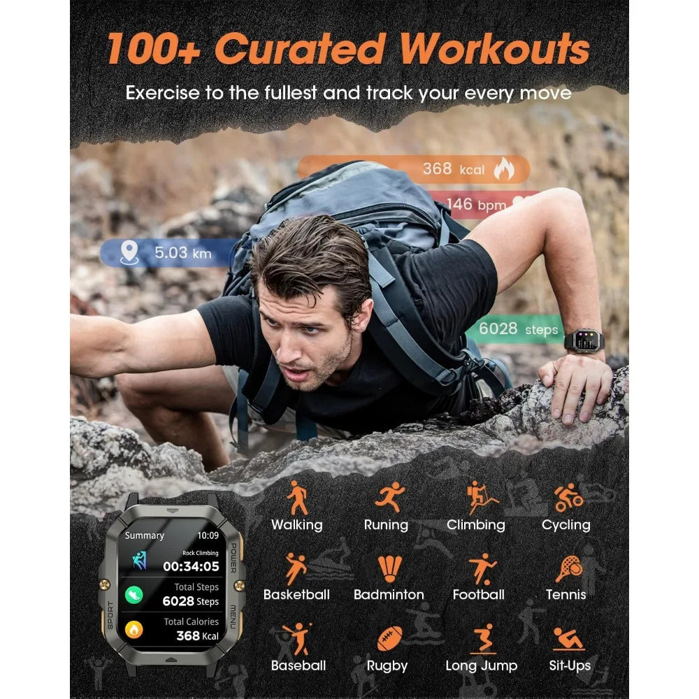 Call & Fitness Tracking Watches for Men, Compatible with Android/iPhone, Waterproof & Health/Sports Features