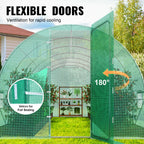 SucceBuy Walk-in Tunnel Greenhouse Hoop House Greenhouse Tunnel Plant House with Galvanized Steel Frame Swing Door for Outdoor