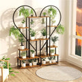 Double-Tiered Heart-Shaped Plant Stand with 20 Pots, Ladder Style Hanging Rack for Garden Display