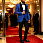 Mens 3 Piece Floral Tuxedo, Jacquard Slim Suit Set, Paisley Blazer Vest And Pants For Prom Wedding