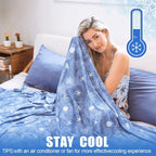 Cooling Throw Blanket with Double Sided Cold Effect, Lightweight Breathable Summer Coastal Theme Bed Blanket, Transfer Heat to K
