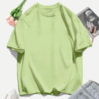 Short Sleeve T-shirt Minimalist Solid Plain Cotton O Neck Oversized Loose Sport Daily Women Summer All Season