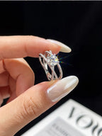Elegant Round 1CT Moissanite Diamond Pledge Love Rings for Women S925 Sterling Silver Engagement Wedding Luxury Fine Jewelry
