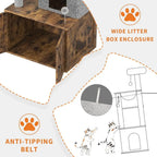 Large Multi-Level Cat Tree with Litter Box Enclosure, Play House, Hammock, Perch, Scratching Post, and Balls - Wooden Cat Furnit