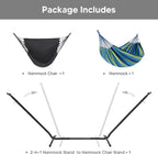 Outdoor 2-in-1 Hammock Chair with Stand in Blue Stripe, 475 lbs Capacity, Heavy Duty, Patented