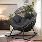 Outdoor Wicker Egg Chair PE Rattan Chair with Cushion, Oversized Patio Lounge Chair for Outdoor, Indoor, Balcony