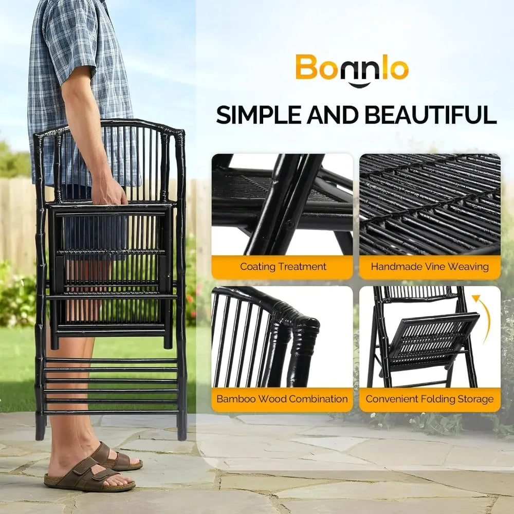 Bamboo Folding Chairs 1/2/4 Pack Foldable Dining Wood Chairs for Outdoor Indoor Garden Patio Lawn Porch Wedding, Customized
