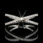 Moissanite Ring, 925 Sterling Silver, D Color VVS1, X-Shape Crossover Design, Unisex Stackable, Couple Ring, With Certificate
