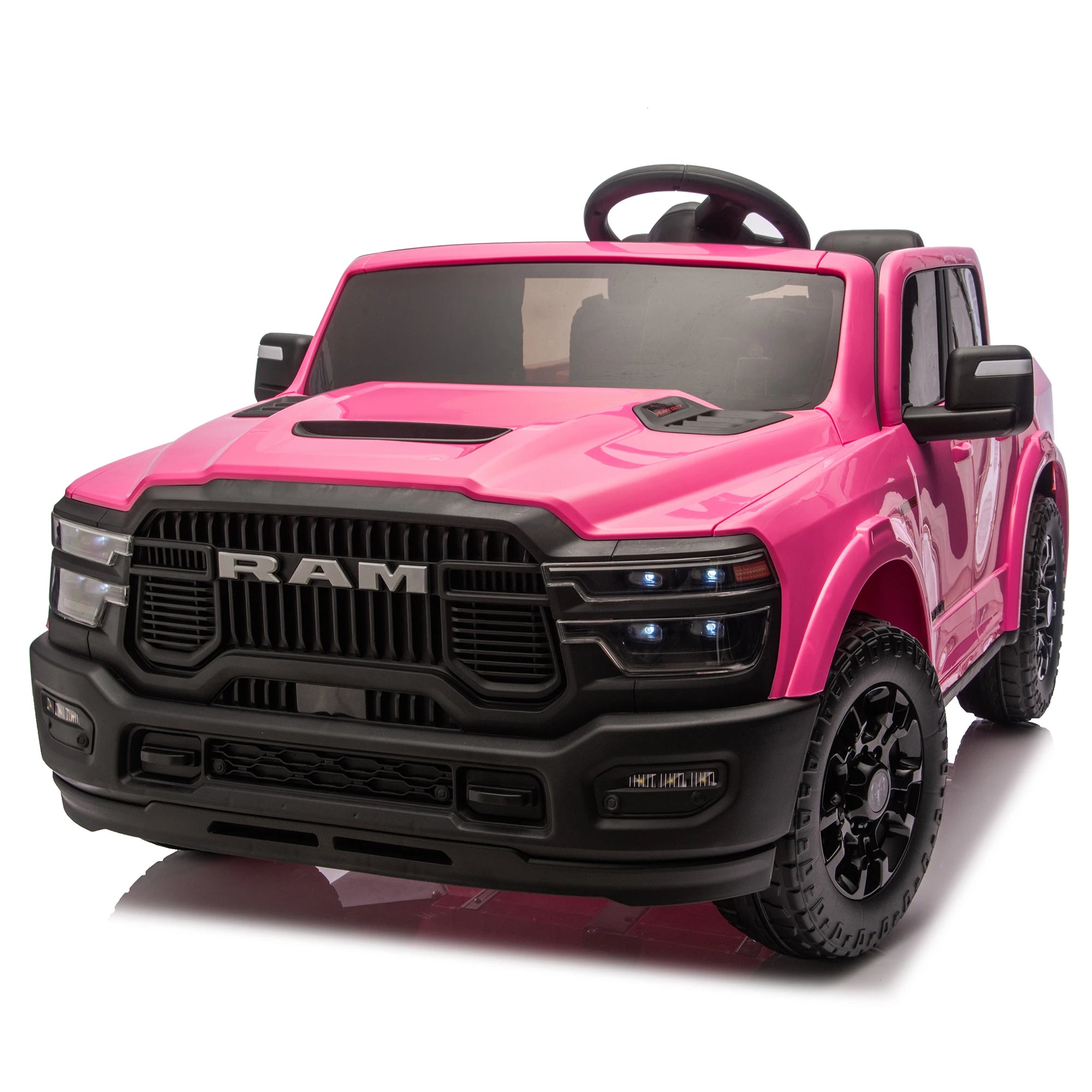 24V 160W Kids Ride on Electric Truck with Parent Remote Control Suspension LED Lights Bluetooth Music Storage for Kids Pink