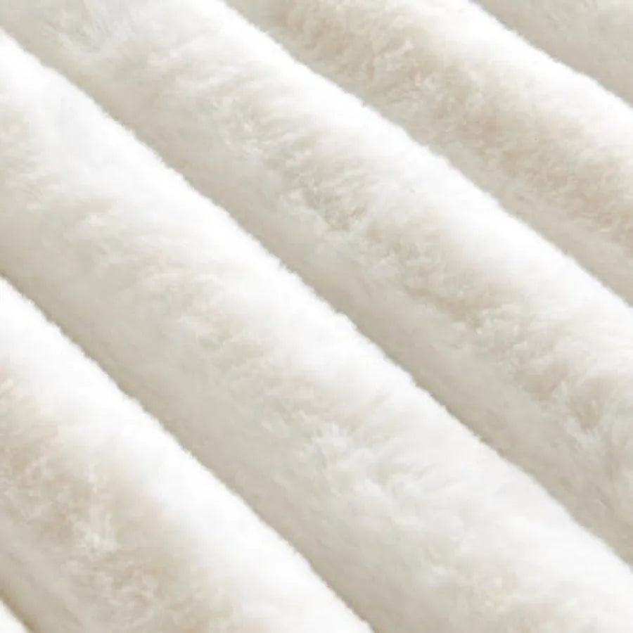 Faux Fur Throw Blanket for Couch, Soft and Cozy Luxurious 3D Striped Fluffy Blanket, 770GSM Thick Warm Plush Fuzzy Faux Rabbit