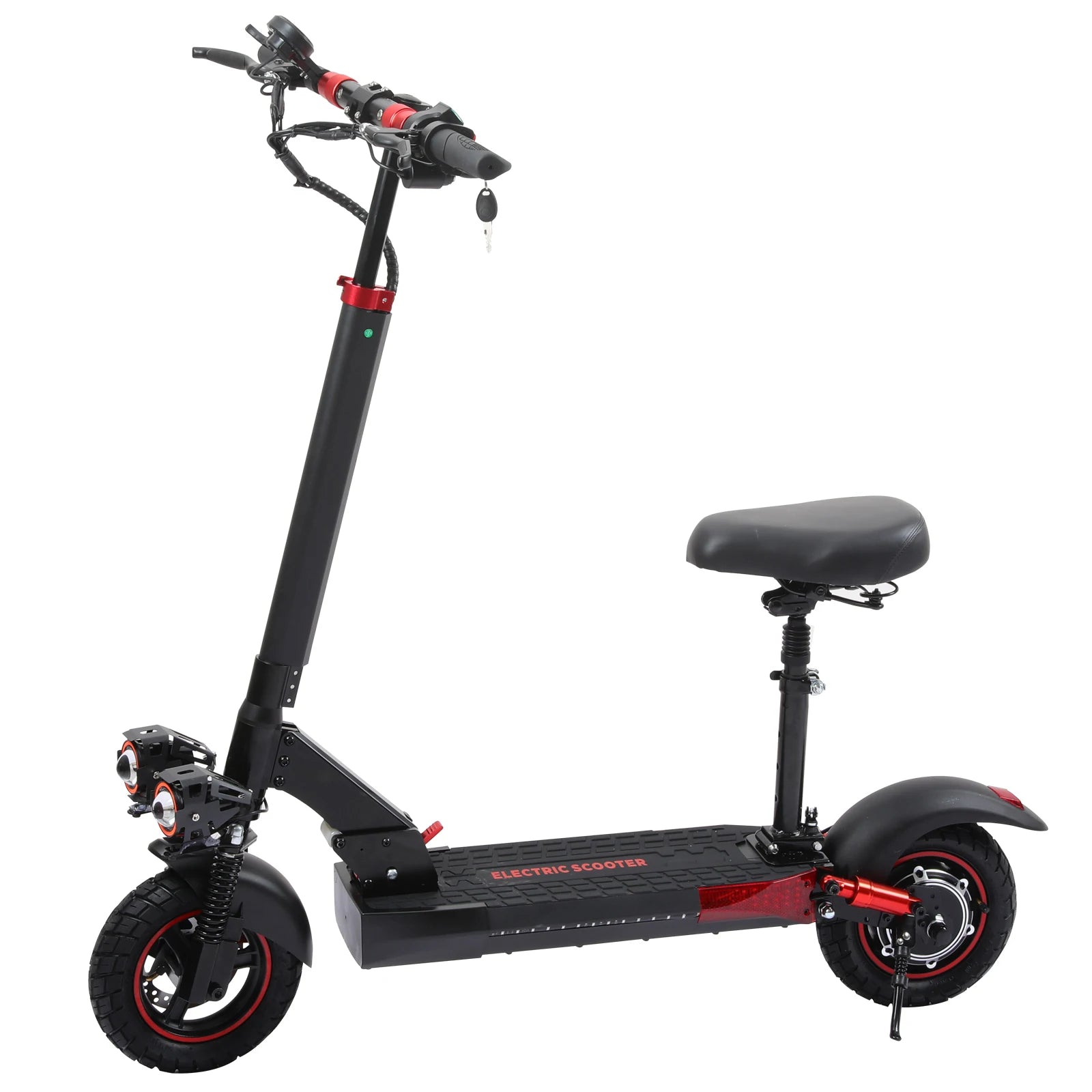 Foldable Electric Scooter 800W 48V 10 inch off-road Front-Rear Suspension E Scooter with Seat for Fun and Commuting