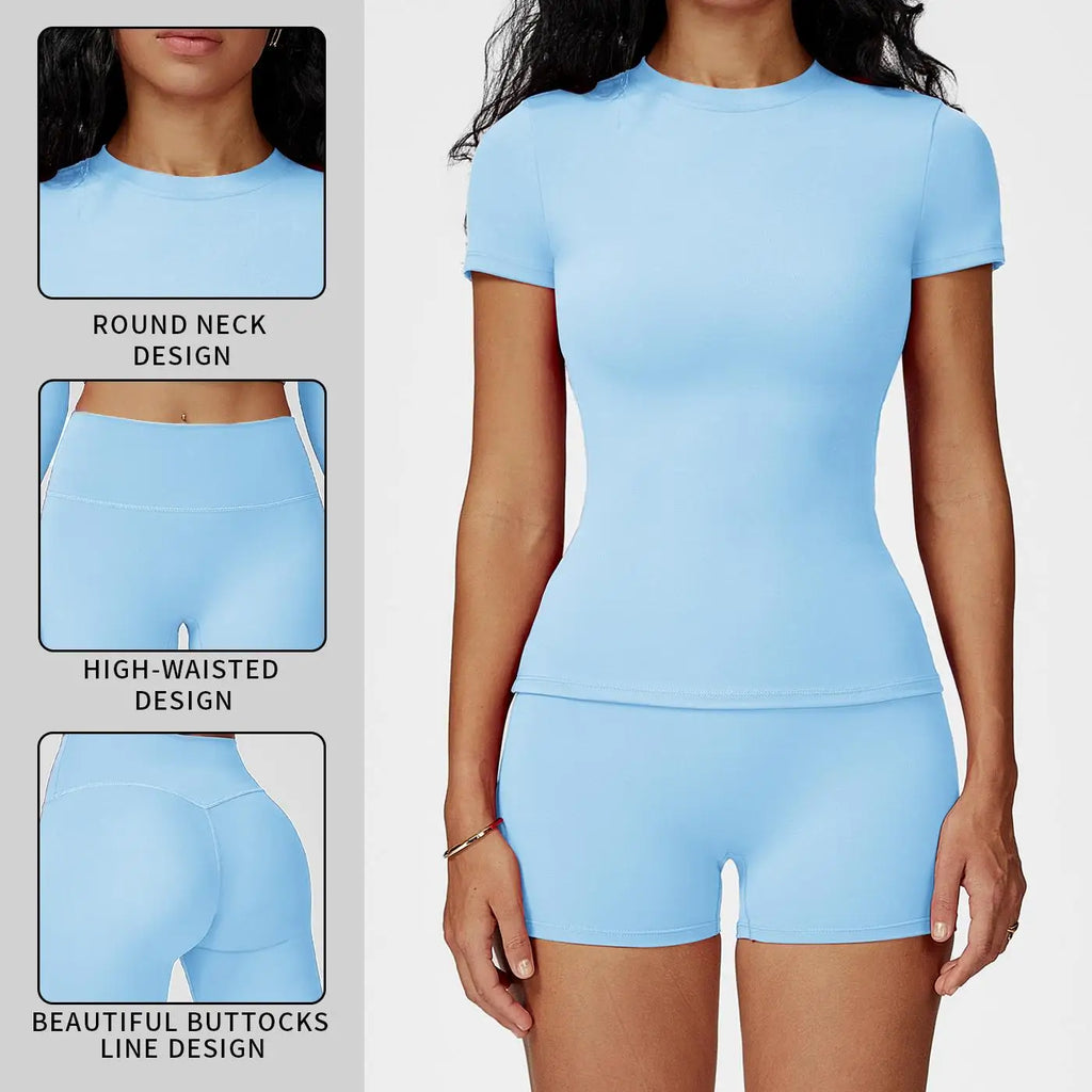 Tenwolf Women's 2 Piece Yoga Set Boat Neck Backless Tank Top High Waist Tummy Control Gym Fitness Activewear Quick-Dry Breathable Workout Clothes Athletic Sportswear