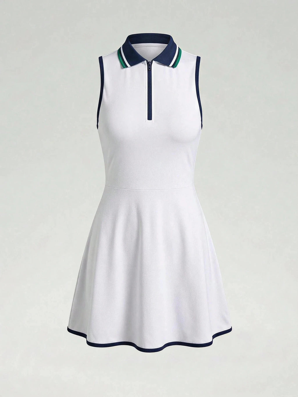 Tennis Dress Women's Premium Sleeveless Moisture-Wicking Fabric with Inner Shorts, Chic Stand Collar Playsuit for Outdoor Sports, Gym and Vacation