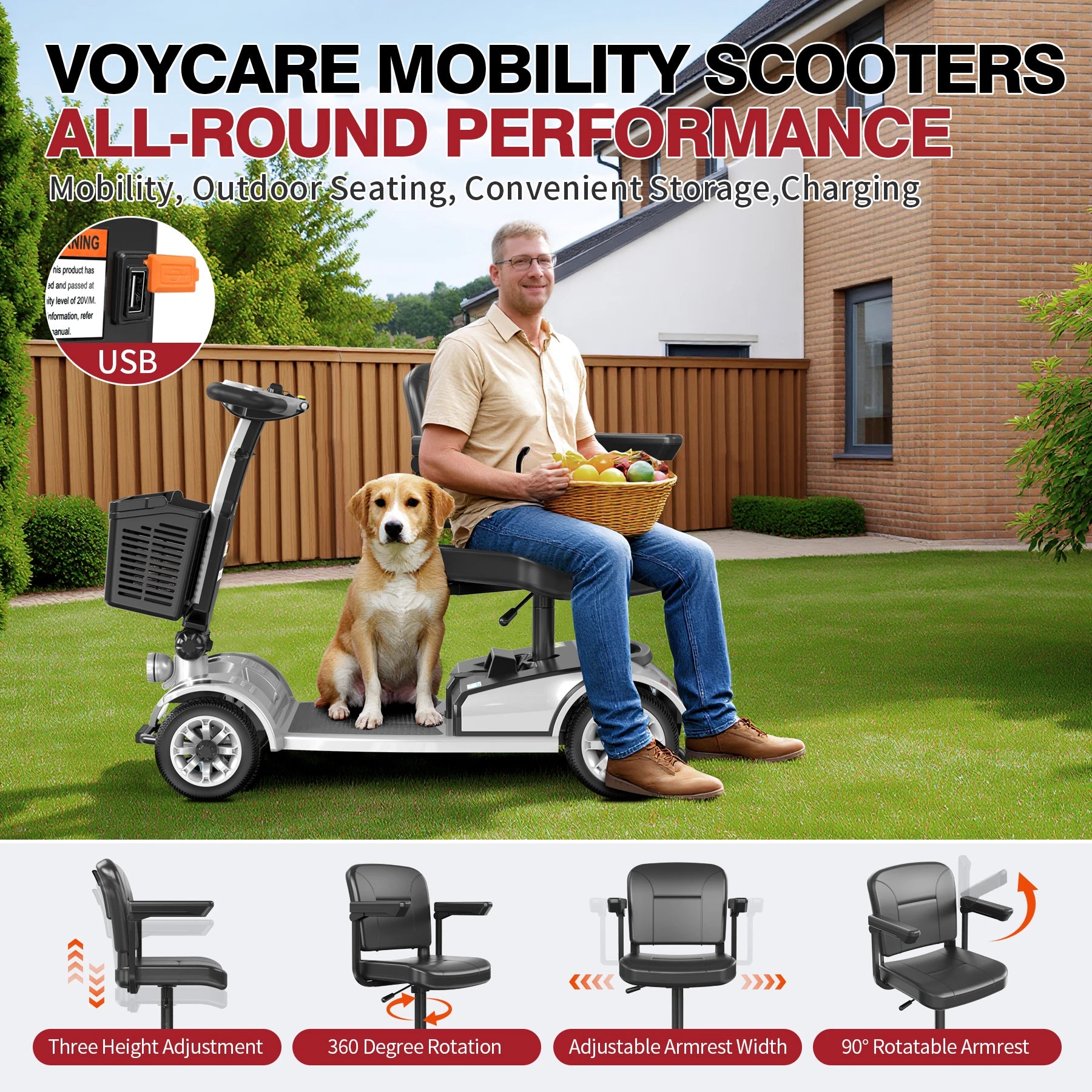 UNIFICARE S-01 Silver 4-Wheel Mobility Scooter 20AH Foldable Design with Carbon Steel Frame & Electromagnetic Brake