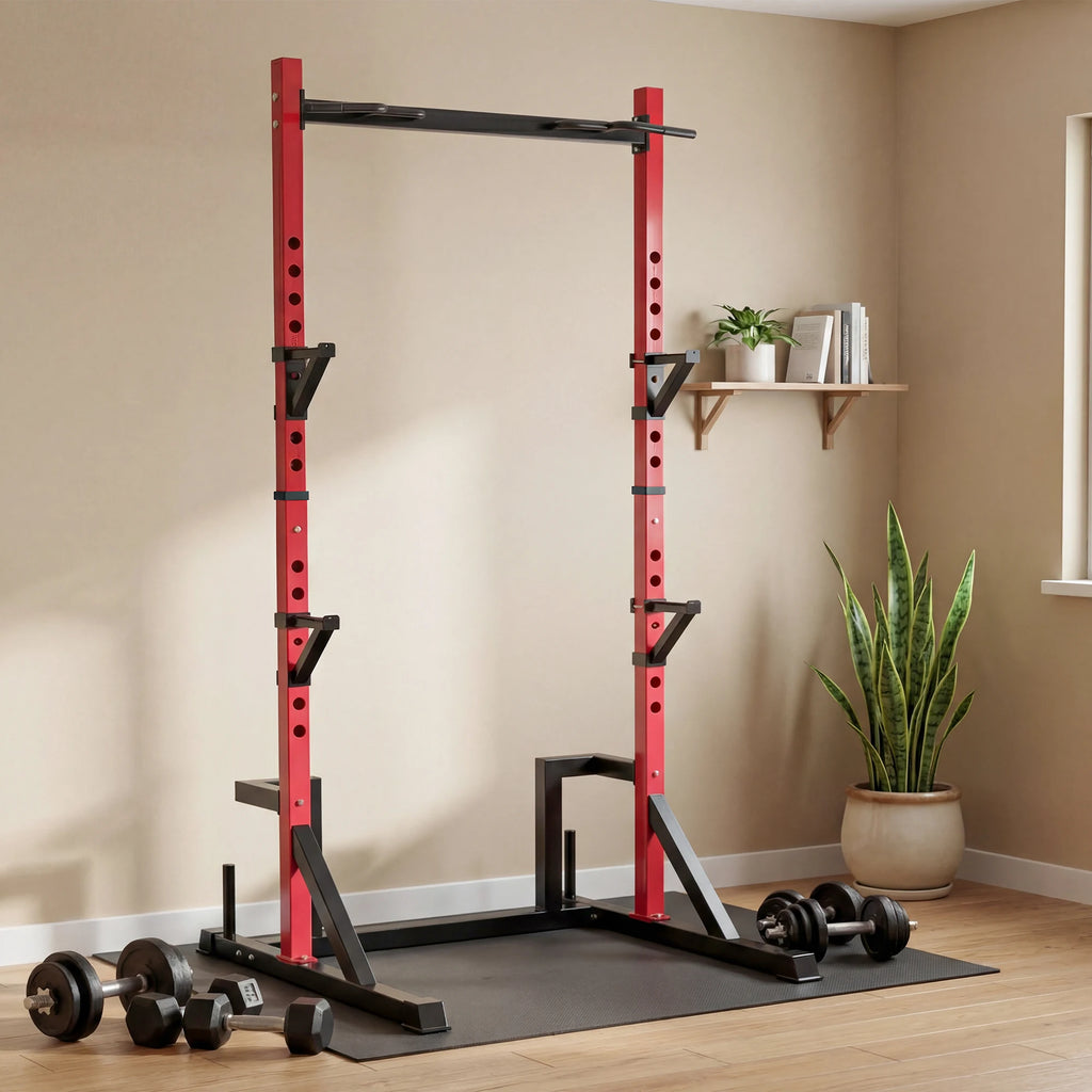 KERDOM Multifunction Power Rack with Pull up Bar, Heavy Capacity 360kg, Height Adjustable Squat Stand Rack for Home Gym Equipment, Power Tower Pull Up Dip Station Training Fitness Equipment for Home Outdoor Muscles Trainer, B