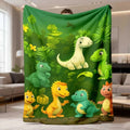Cute Cartoon Jungle Baby Dinosaur Flannel Blanket Soft Warm Fleece Throw Blanket Lightweight Bed Decor Gift