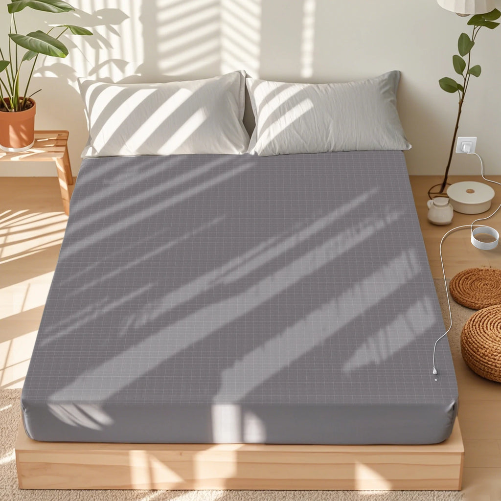Astarexin Earthing Fitted Sheet, Organic Cotton Grounding Bed Sheet with Conductive Silver Fiber, Soft Home Bedding for Cozy Wellness Sleep
