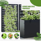 47"x24" Metal Raised Garden Bed with Trellis 2 Pack Outdoor Planter Box with Wheels and Drainage Holes for Climbing Plants Flow