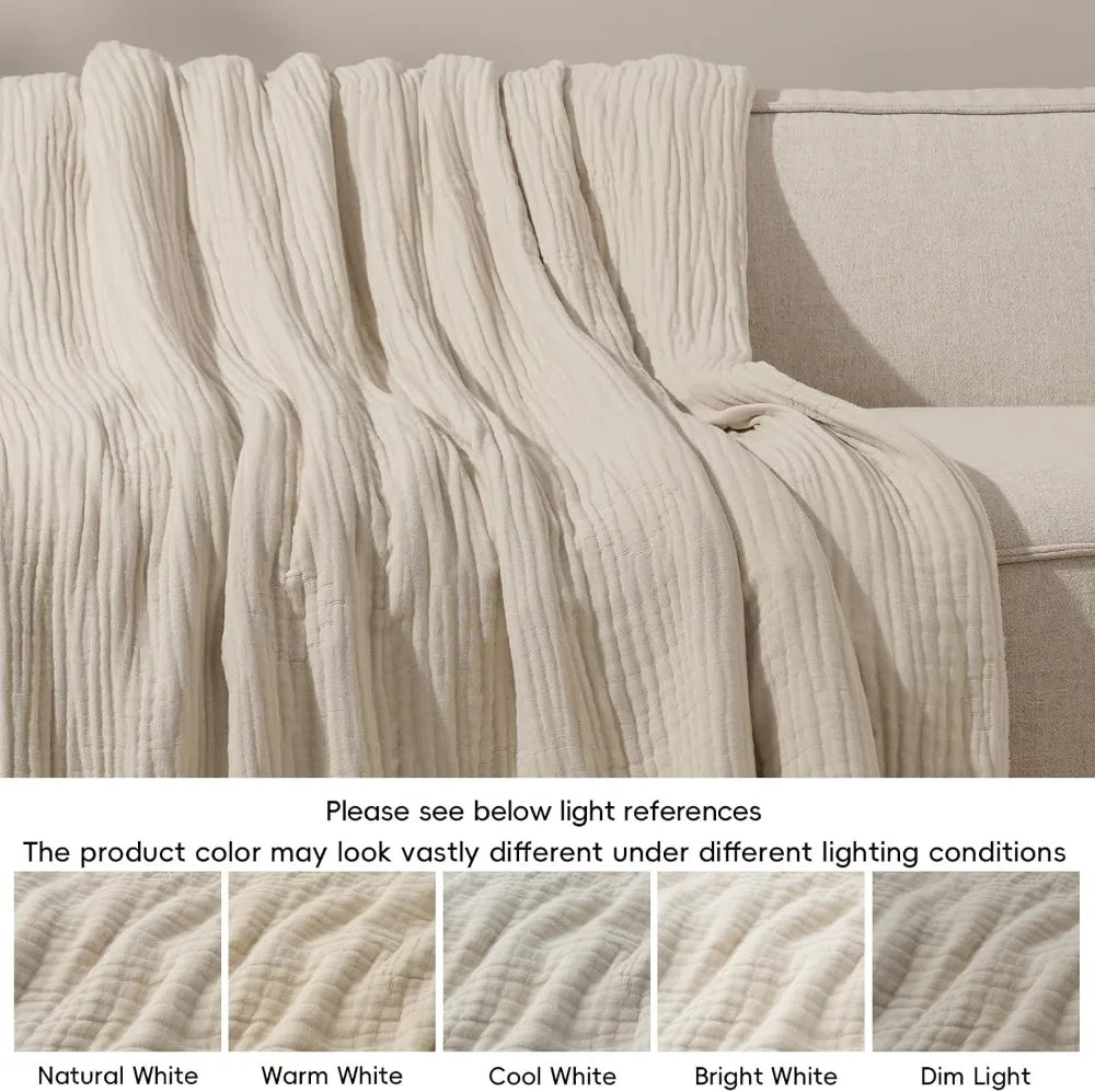 6-Layer Cooling Muslin Blanket King Size 104"x80", Lightweight Gauze, Breathable & Ultra Soft for Hot Sleepers, Bamboo Rayon & Cotton