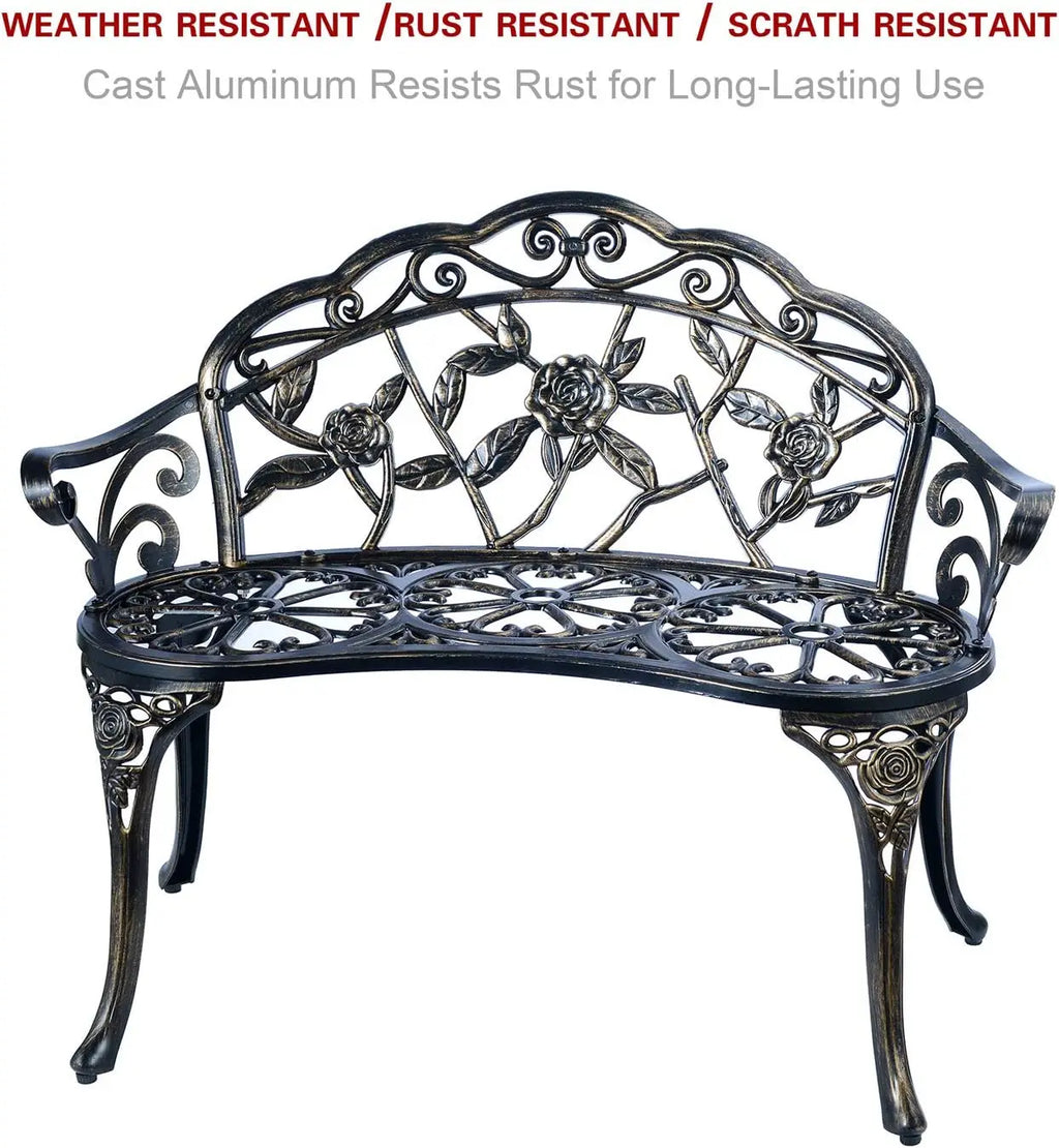 Outdoor Park Yard Patio Balcony Use, Cast Aluminum, Copper, Anti-Rust, Double Seat