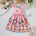 Girls Summer Style Small Fly Sleeve Plant Print Dress Casual Cute Floral A-Line