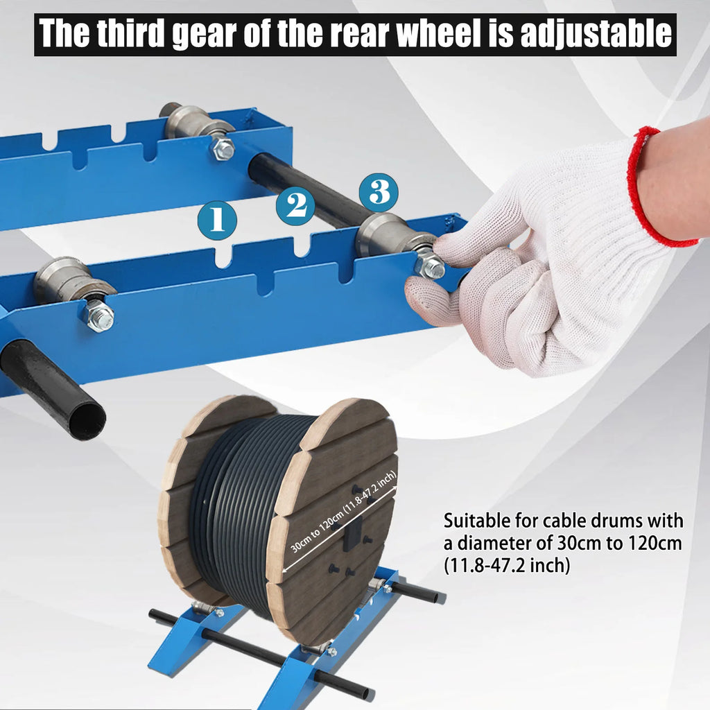 Industrial Steel Wire Dispenser 1500kg Cable Drum Roller Pay-off Stand Steel Wheel Cable and Optical Cable Pay-off Tool