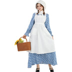 Pioneer Dress Women Prairie Dress with Bonnet Adult Long Colonial Costume