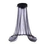 Gothic Black Feather Cloak Unisex Medieval Cape Shawl Mesh Festival Rave Role Playing Cosplay Costume Carnival cloak