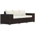 Wicker Outdoor Couch with Storage, Thickened Cushions, 3 Seater Patio Sofa with Wide Armrests and Seat for Porch, Garden, Yard, Cream White