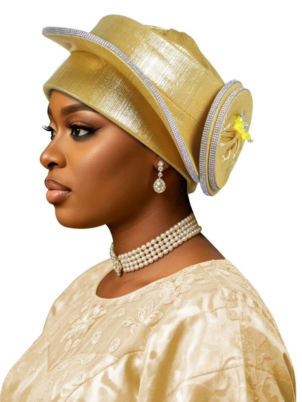 New Model, High-End, Traditional, Three-Dimensional Shaped Snail-Style Women's Hat The Delicate Flower Bud Design on the Side, Surrounded by Double Silver Edges. Suitable for Weddings, Celebrations, Dinners, Festival Gatherin