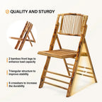 Bamboo Folding Chair, Foldable Dining Wood Chairs Comfortable Seat for Outdoor & Indoor, Patio, Porch, Wedding,, Customized
