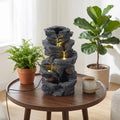 Outdoor Water Fountain with LED Lights and Pump 5-Tier Tabletop Cascading Rock Waterfall Feature