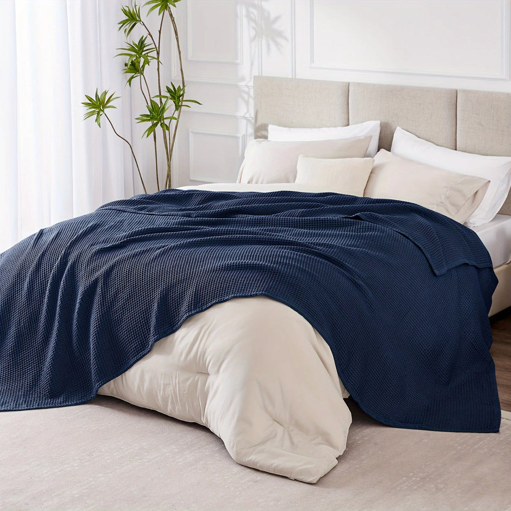 1pc Lightweight Waffle Weave Cooling Blanket for Hot Sleepers, Breathable Summer Blanket Full/Queen Size, Cozy Woven Textured Blanket for Couch Bed Sofa Home Decor
