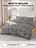 Fashionable Leopard Print Three-Piece Duvet Cover Set (1 Duvet Cover + 2 Pillowcases) Made of Ultra-Soft, Breathable Fabric, Skin-Friendly, Comfortable, Breathable, Machine Washable, Suitable for All Seasons, Elegant and Exqu