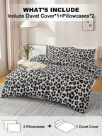 Fashionable Leopard Print Three-Piece Duvet Cover Set (1 Duvet Cover + 2 Pillowcases) Made of Ultra-Soft, Breathable Fabric, Skin-Friendly, Comfortable, Breathable, Machine Washable, Suitable for All Seasons, Elegant and Exqu