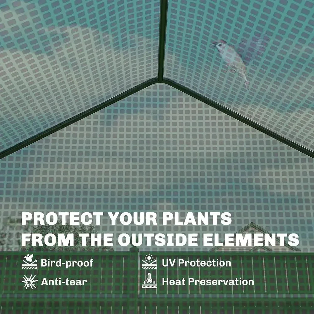 6' x 8' Walk-In Greenhouse with PE Cover, 4-Tier Shelves, Steel Construction, Roll-Up Door for Growing Vegetables, Saplings, and